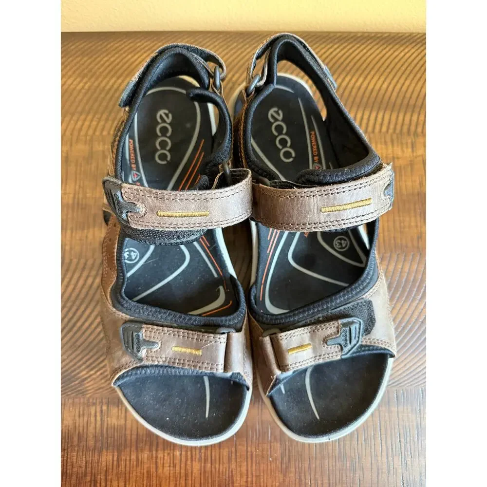 ECCO Yucatan Brown Leather Sport Sandals Men’s EU 43 Adjustable Comfort Hiking